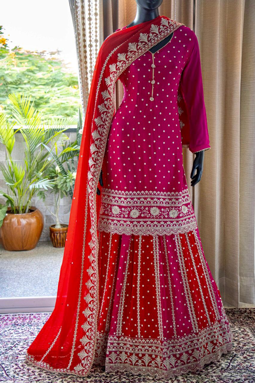 Pretty Chinnon Shirt Skirt Dupatta
