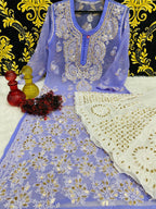 Beautiful Georgette Chikan Kurti Sharara
