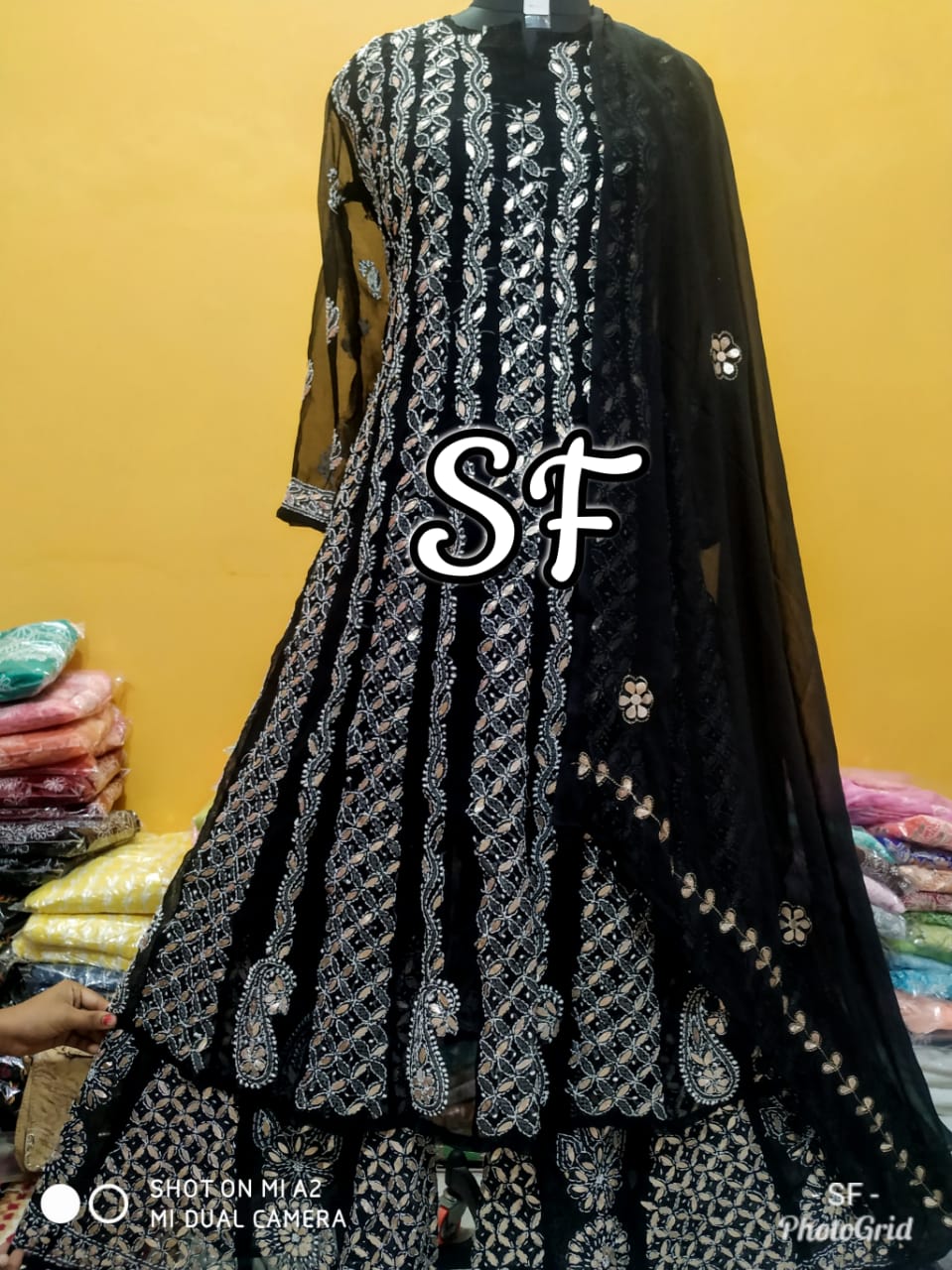 Chikankari Anarkali Sharara with gotta patti work
