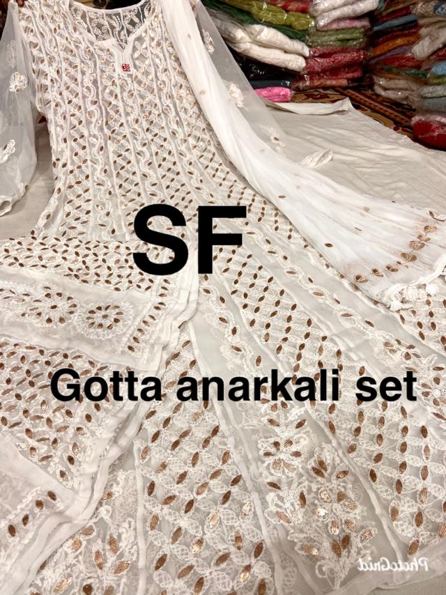 Chikankari Anarkali Sharara with gotta patti work