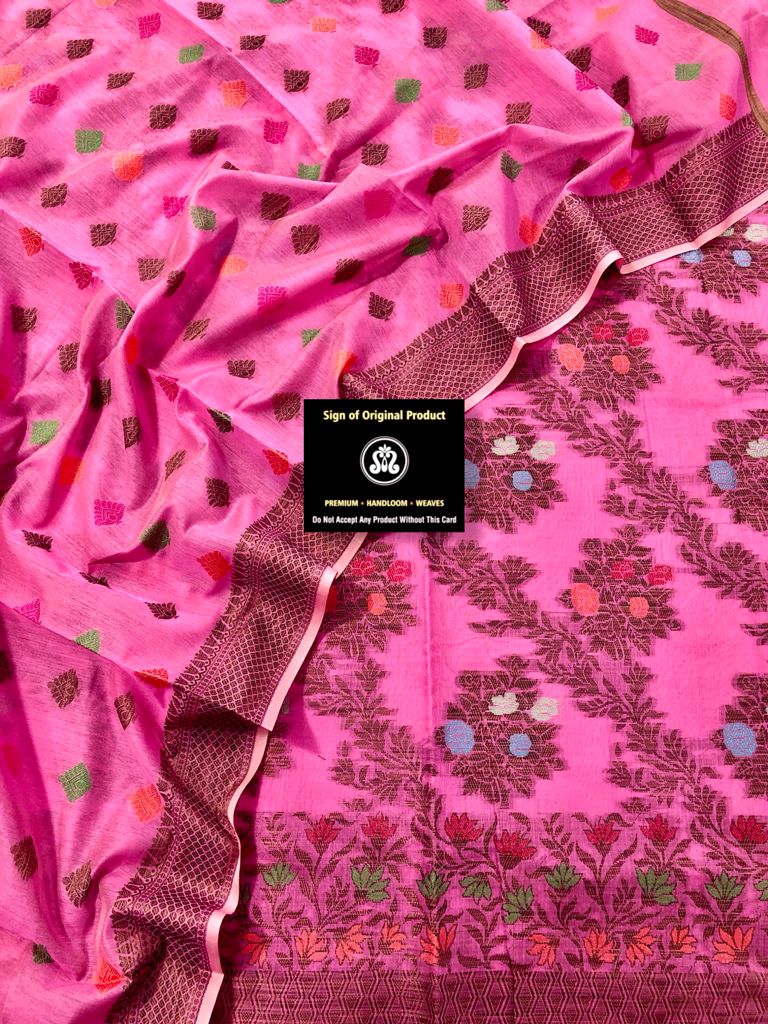 Benarsi Cotton Silk Suit with Zari and Resham weaving