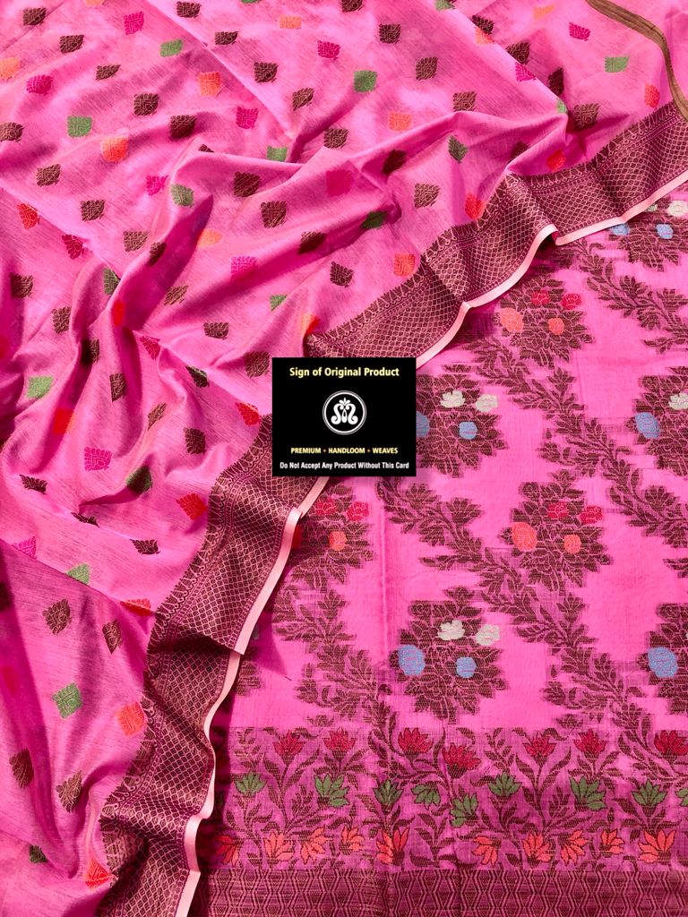 Benarsi Cotton Silk Suit with Zari and Resham weaving