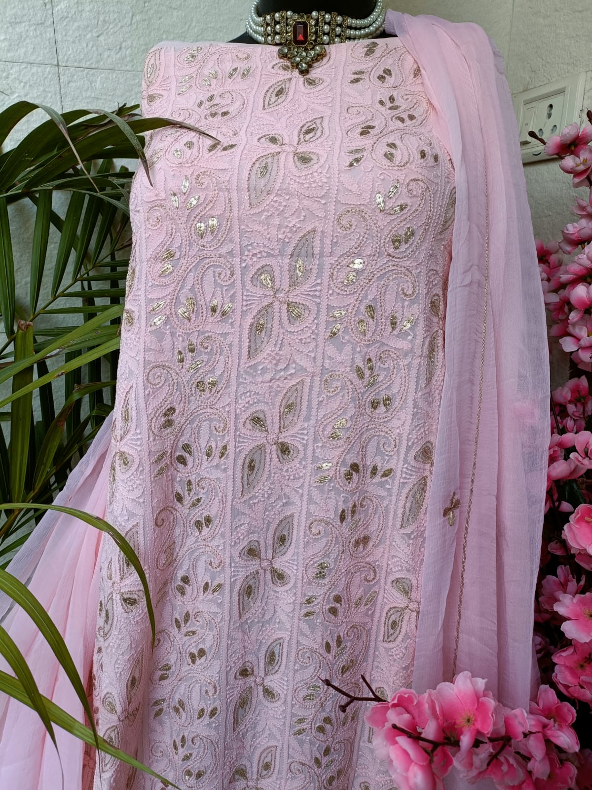 Viscose Georgette Gorgeous Chikankari Kurta n Dupatta Set