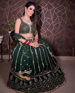 Green Sequins Lehenga Choli