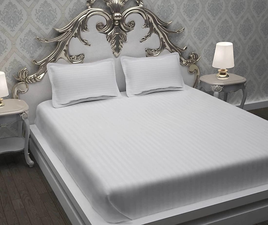 Satin Stripes King-Size Fitted Bedding Set