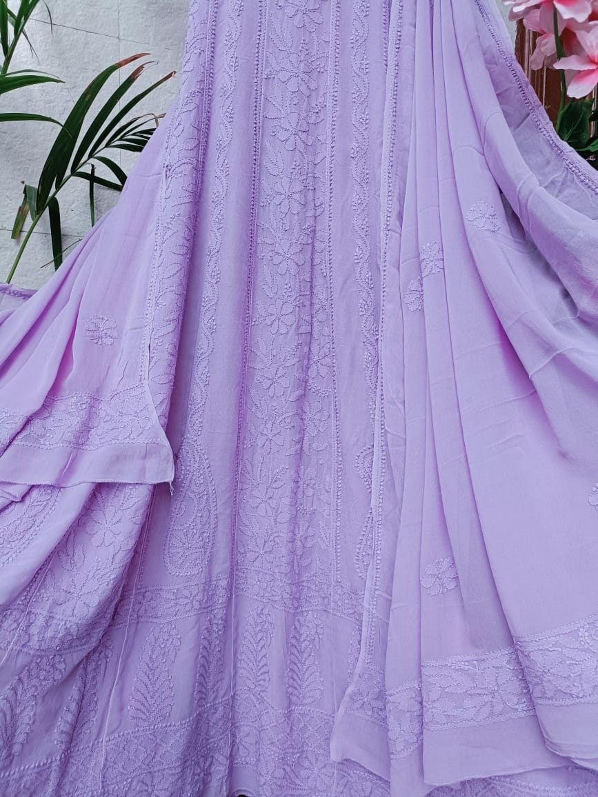 Viscose Georgette Chikankari Anarkali