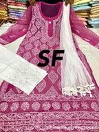 Chikankari Kurti Pant with Barfi Boota Embroidery