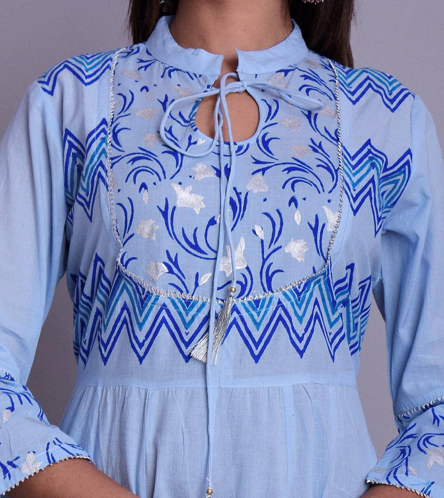 Block Print Anarkali Kurti
