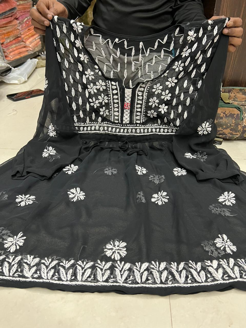 Georgette Chikankari Short Kurtis/Tops