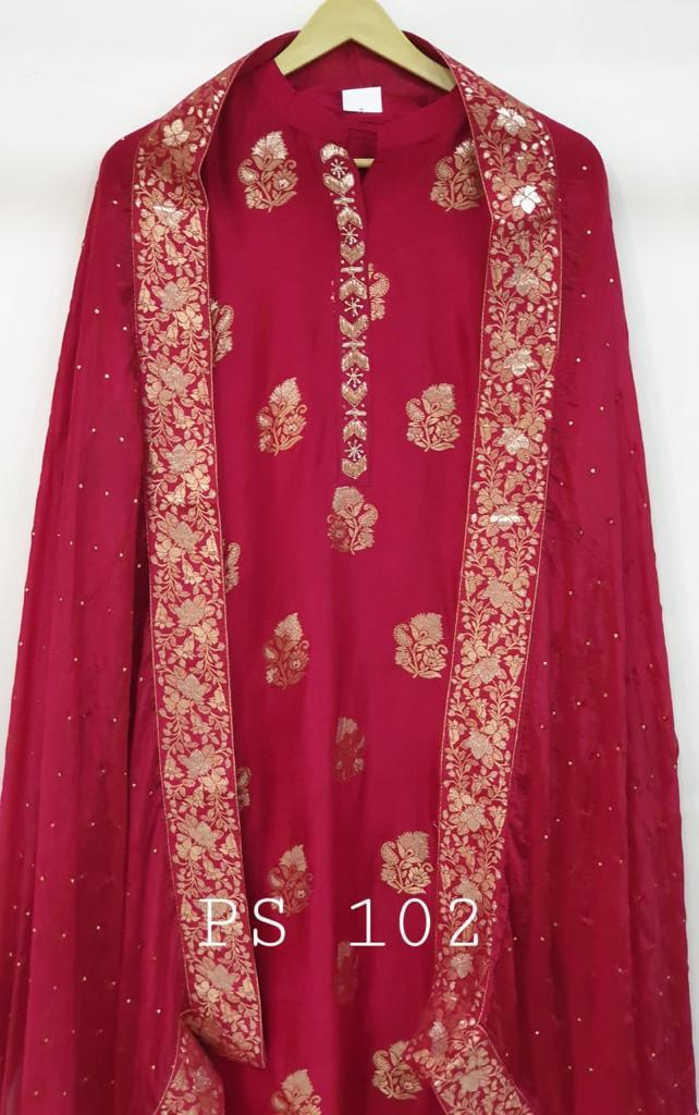 Premium Uppada Silk brocade kurta with Shantoon Bottom