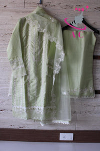 Cotton Silk Stitched Shirt(Embroidered) with Palazzo