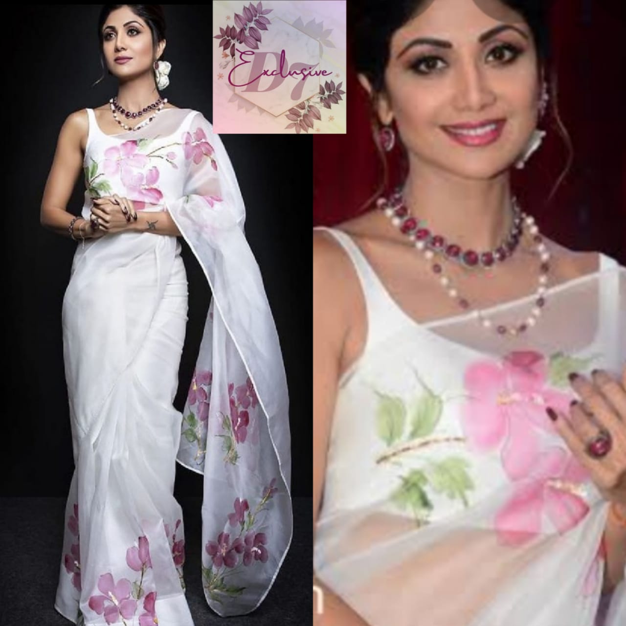 Stunning Hand Painted Organza Sarees