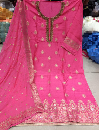 Beautiful Dola Silk Suit with hand embroidery