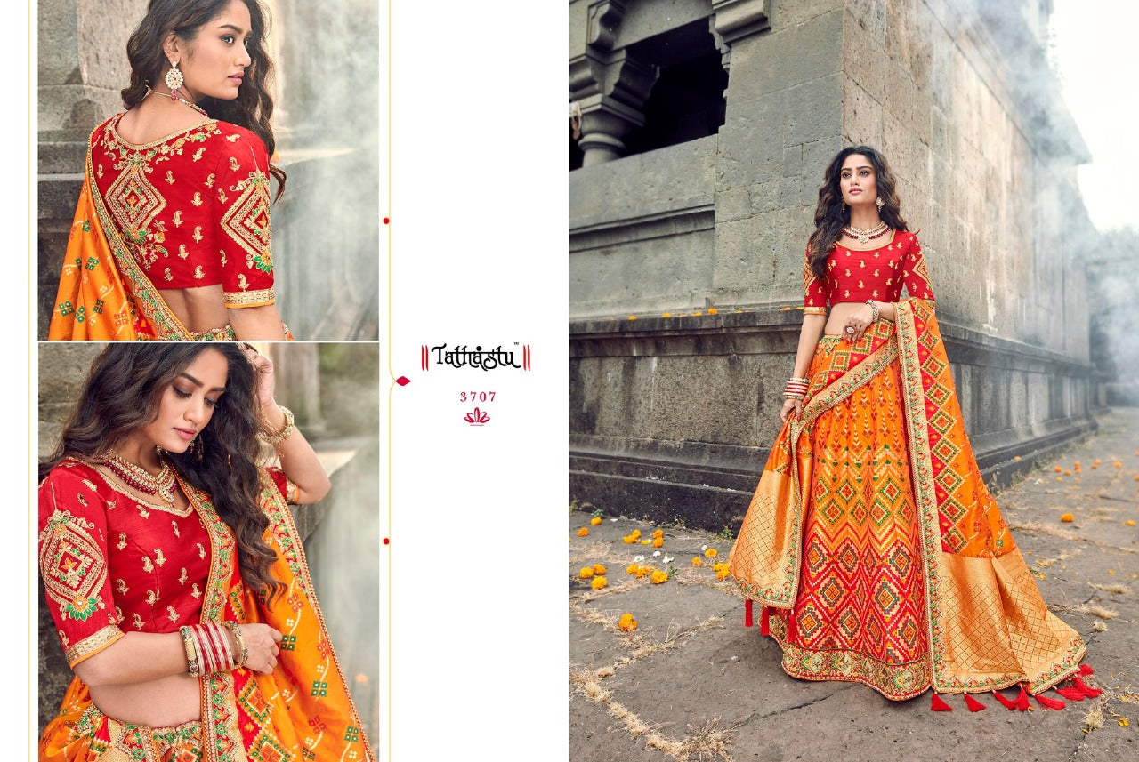 Jacqard Silk Lehengas