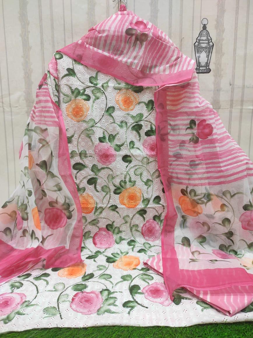 Chikankari hand print shirt
