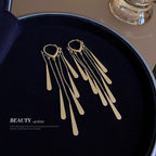 Gold Electroplated Buckle Long Earrings