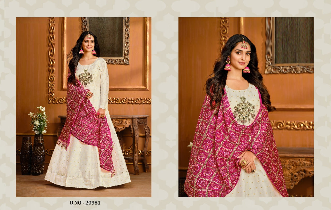 Taffeta Silk Gown with Dupatta