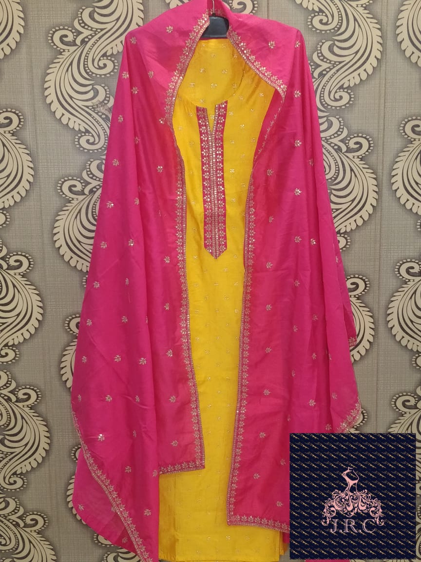 Royal Benarsi Silk Shirt with contrast dupatta