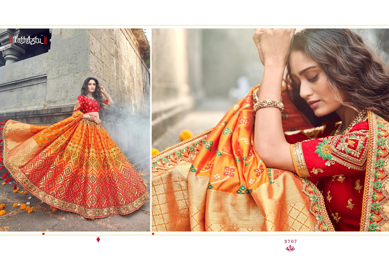 Jacqard Silk Lehengas