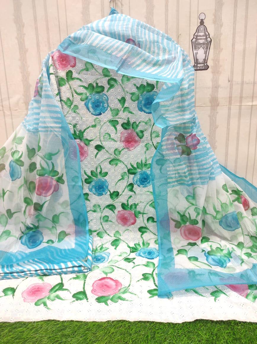Chikankari hand print shirt