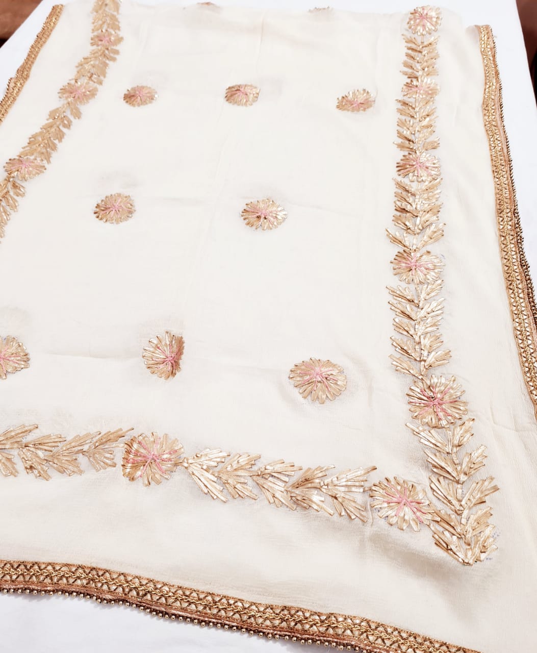 Chanderi Shirt hand embroidered with Shantoon Bottom