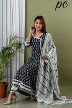 Block Print Anarkali Kurti with Pant