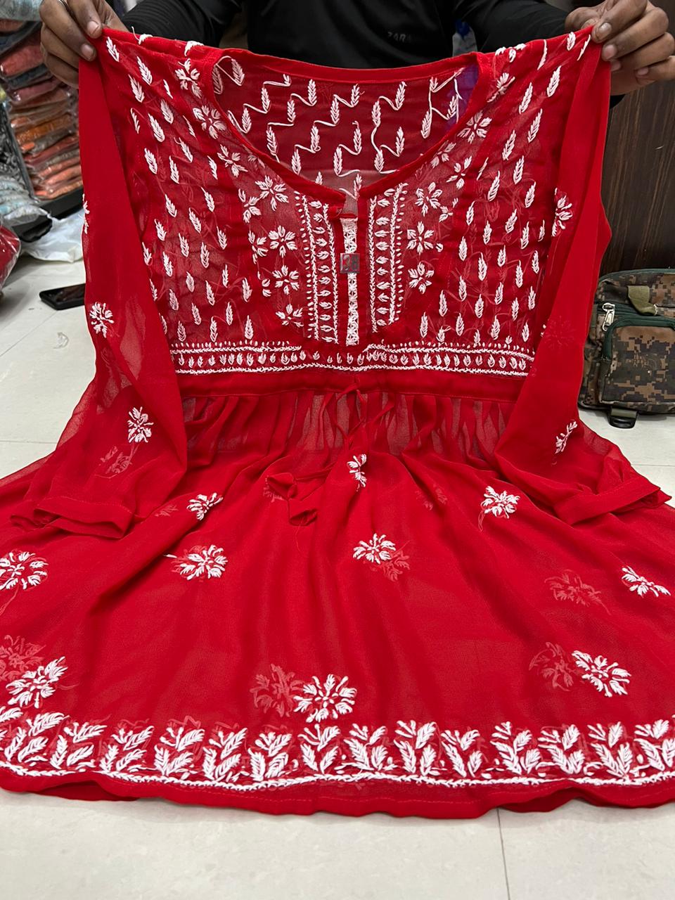 Georgette Chikankari Short Kurtis/Tops