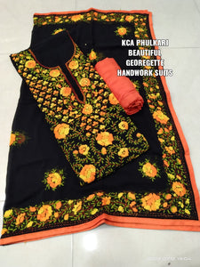 Georgette Kantha Work Embroidered Suits