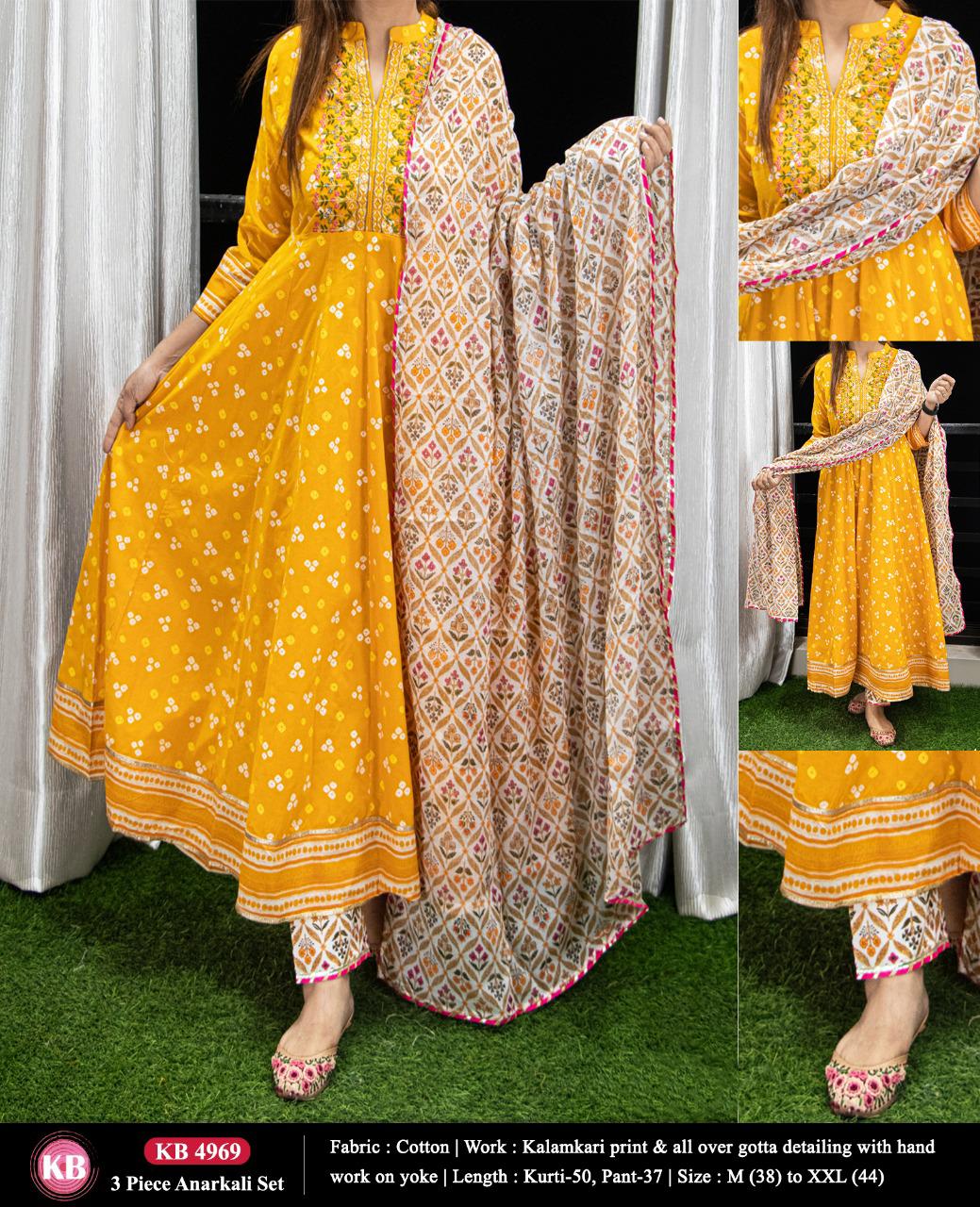Cotton Anarkali 3 piece set (KB)