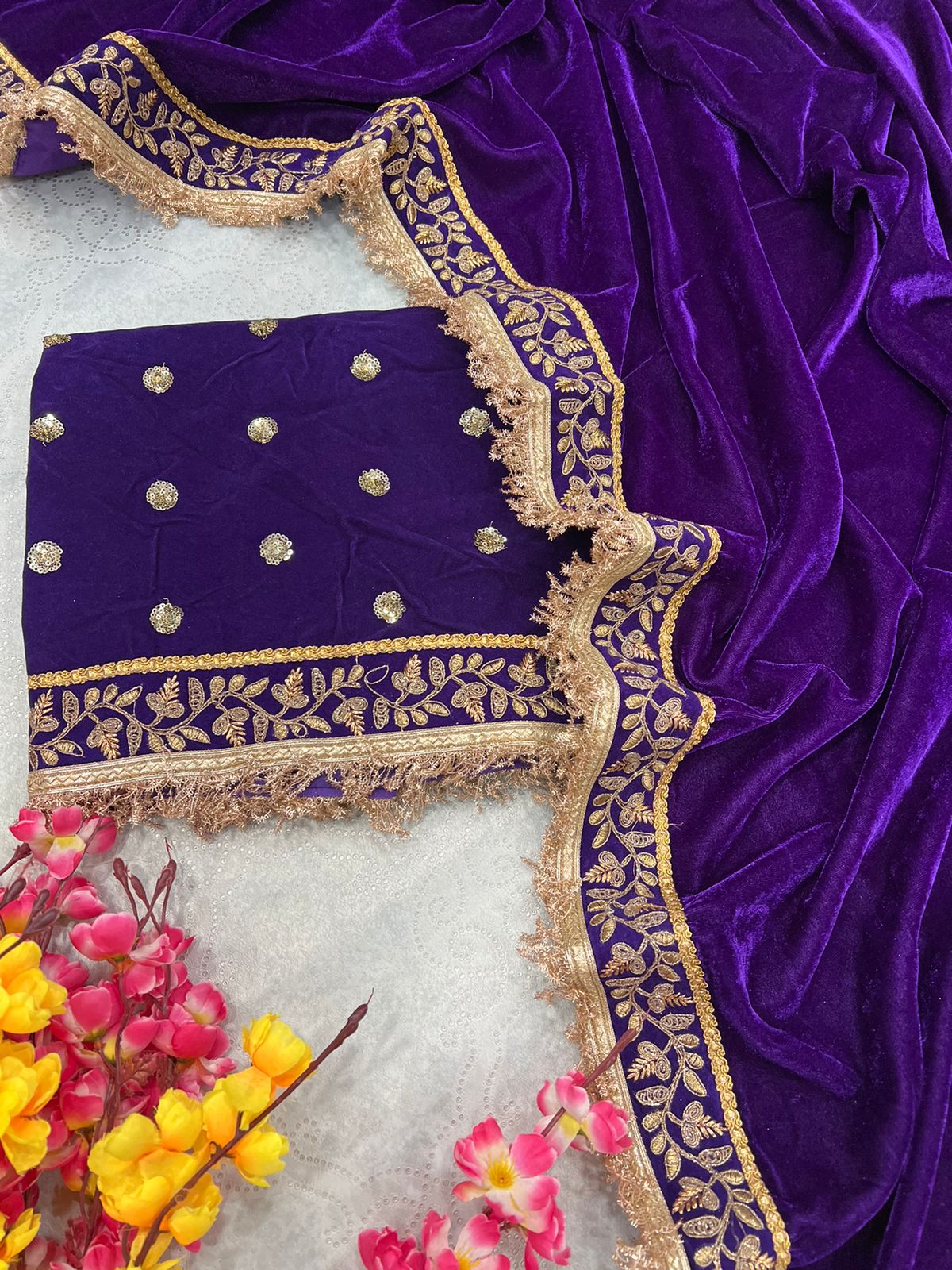 Designer Velvet Saree