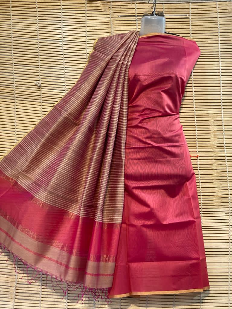 Maheshwari Cotton Silk Top with Jute Dupatta