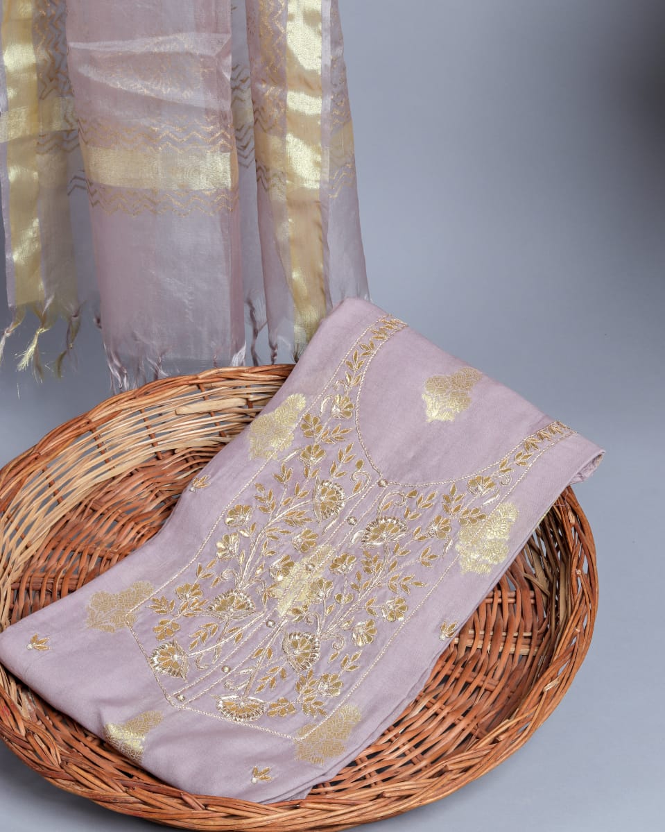 Chanderi Silk Shirt with Organza Dupatta