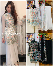 Load image into Gallery viewer, Embroidered Georgette Kurti Palazzo