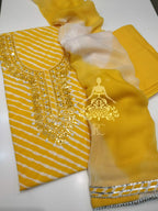 Cotton Lehriya with Chiffon Dupatta