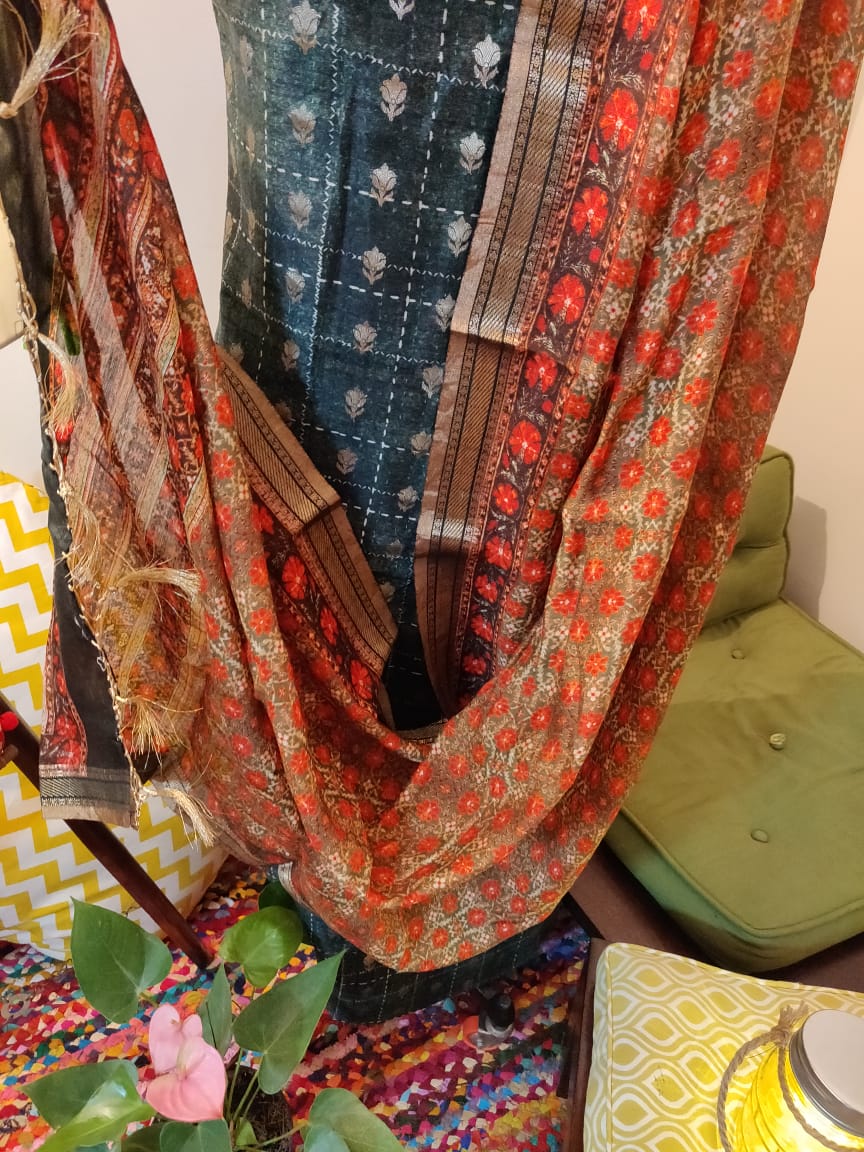 Chanderi Silk Shirt with Dupatta