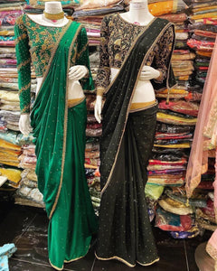 Georgette Embroidered Sarees with stone work