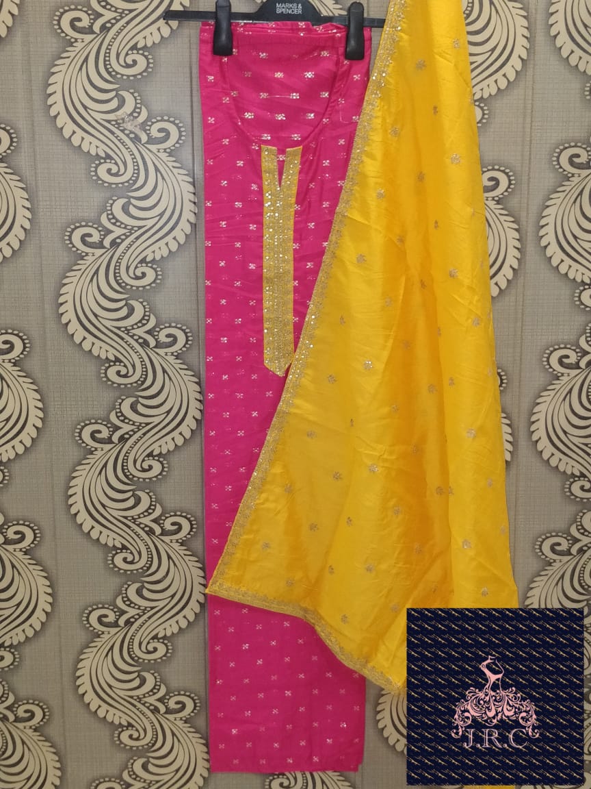 Royal Benarsi Silk Shirt with contrast dupatta