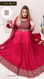 Gold Print Kurti with Skirt