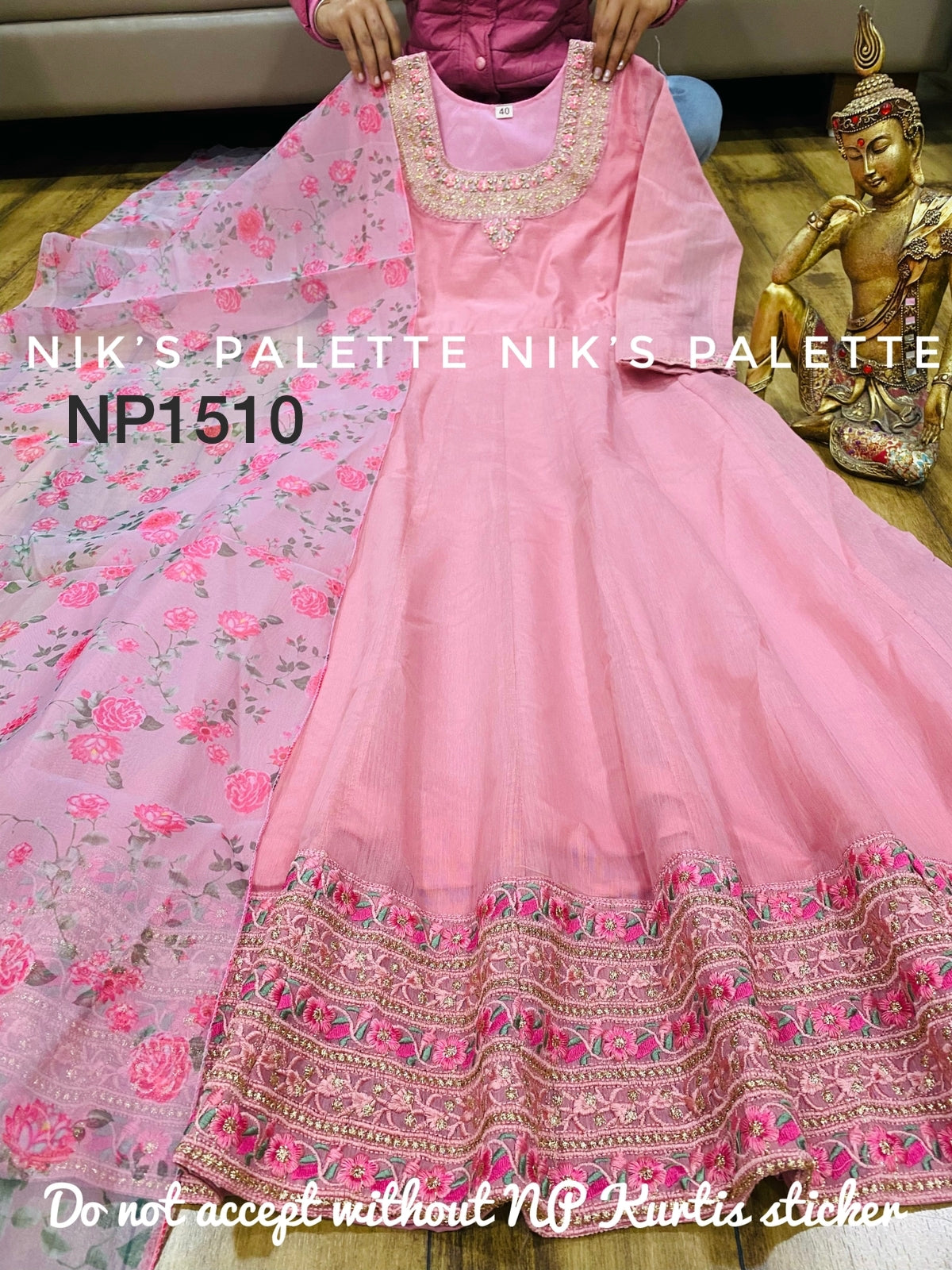 Pretty Chanderi Anarkali with swarovski and embroidery