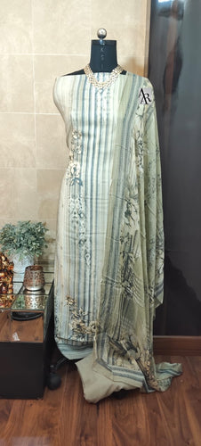 Printed Pashmina Shirt Self-Printed Pashmina Bottom with Chiffon Dupatta