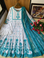 Embroidered Butter Silk Gown Palazzo