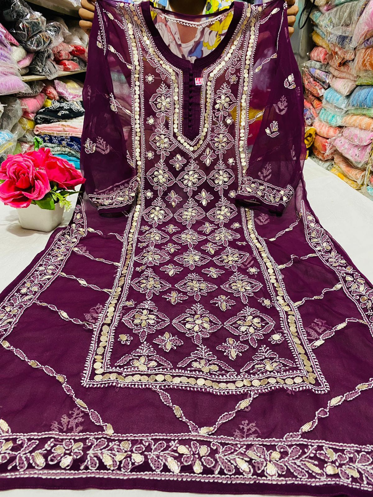 Chikankari Gota Work Kurtis