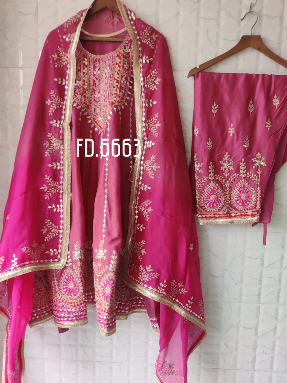 Upada Silk Short Anarkali with Salwar