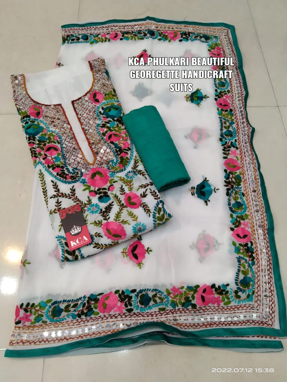 Georgette suits with Kantha embroidery