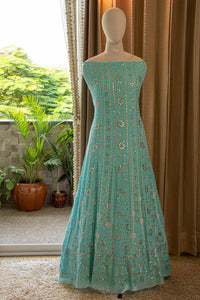 Anarkali with dense pearl work