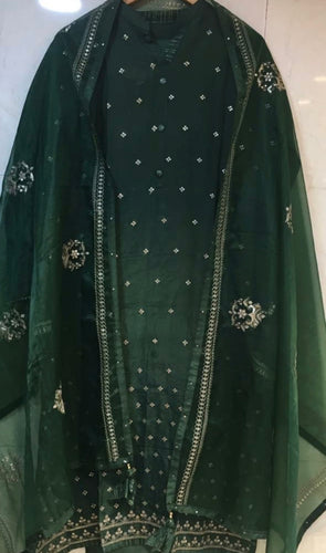 Uppada Silk with sequins and Shantoon Bottom