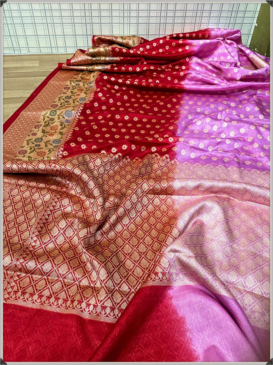 Benarsi Dyeable Semi-Georgette Silk Saree