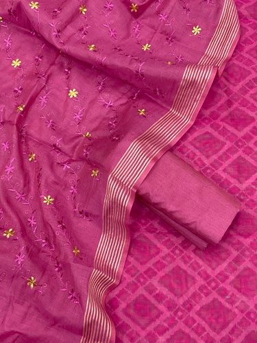 Handloom Chanderi with zari boota