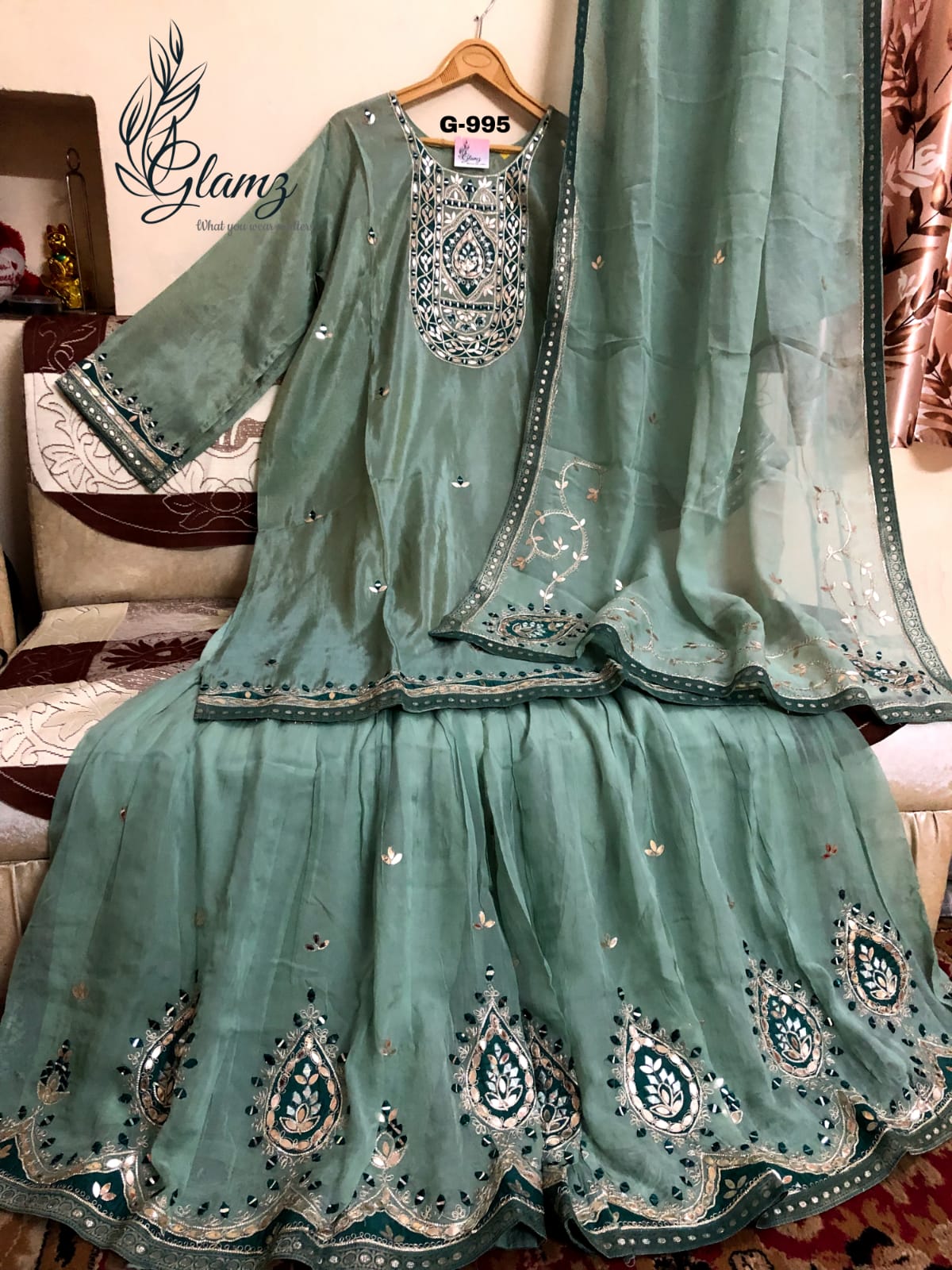 Embroidered Kurti Gota Garara Set