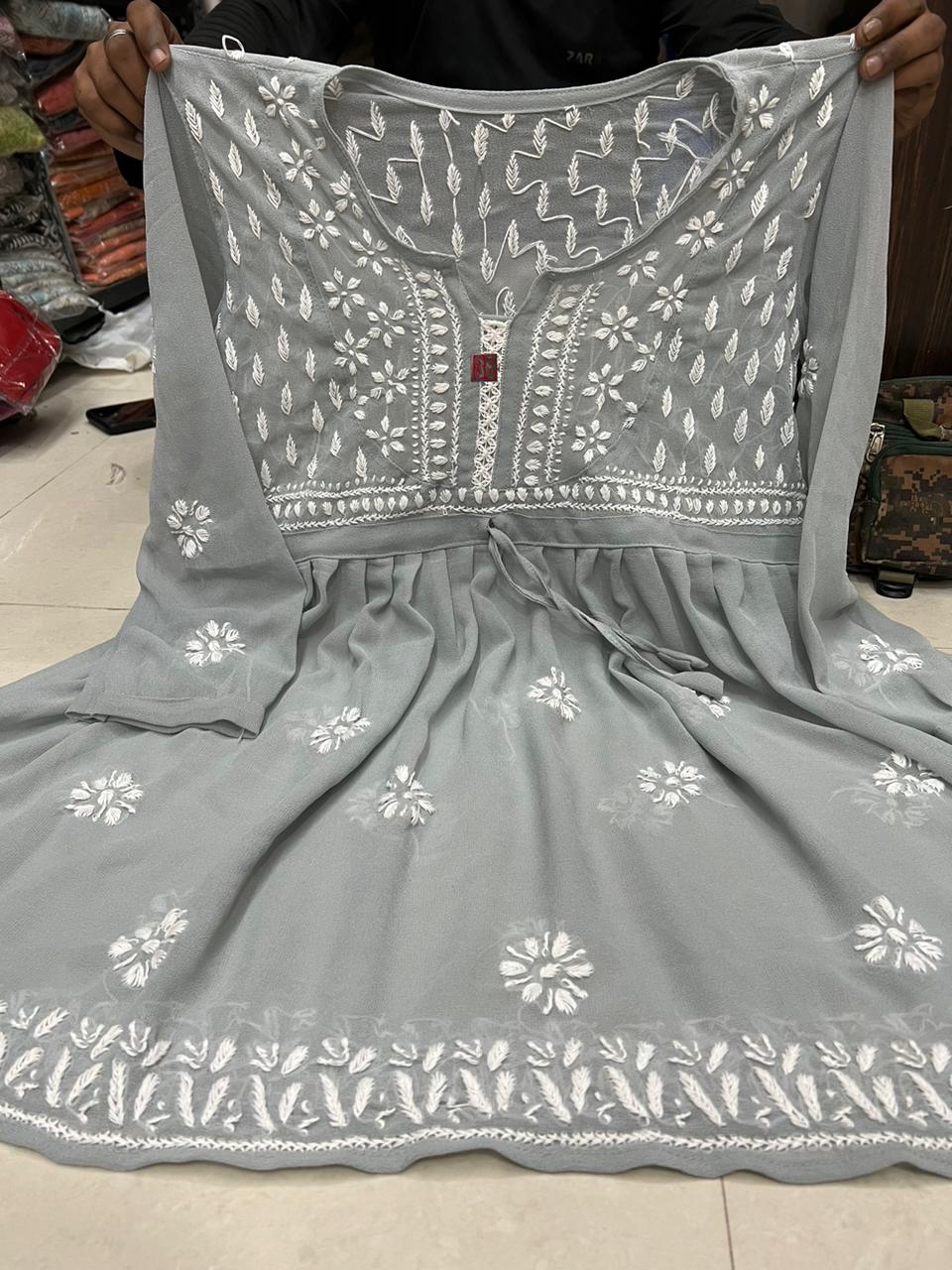 Georgette Chikankari Short Kurtis/Tops